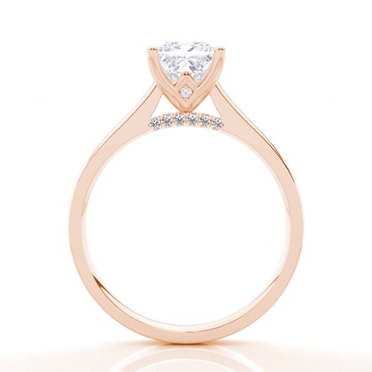 Verlobungsring mit 4 Krappenfassungen und rundem Moissanite-Seitenstein