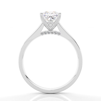 4 Prong Setting Round Diamond Side Stone Engagement Ring