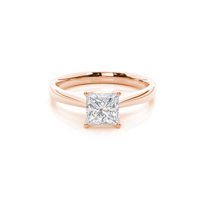 4 Prong Setting Round Moissanite Side Stone Engagement Ring