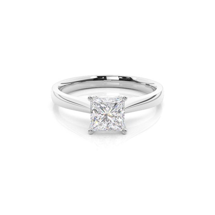 4 Prong Setting Round Moissanite Side Stone Engagement Ring