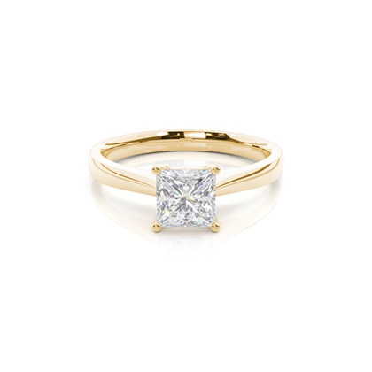 4 Prong Setting Round Moissanite Side Stone Engagement Ring