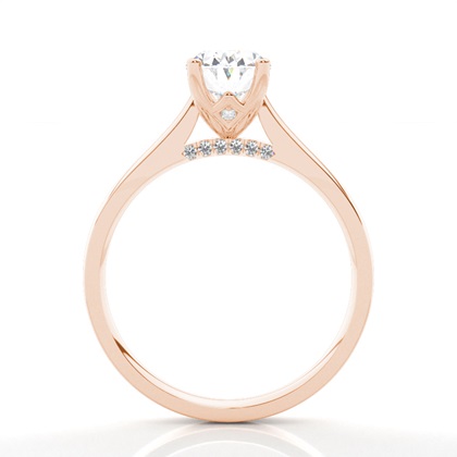 4 Prong Setting Round Diamond Side Stone Engagement Ring