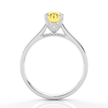 Prong Setting Yellow Diamond Side Stone Engagement Ring