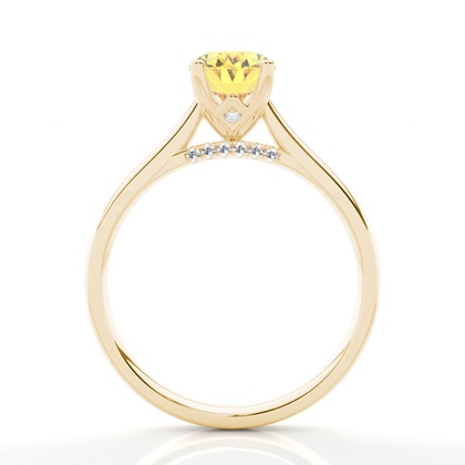 Krappen Verlobungsring mit Seitensteinen runder gelber Diamant