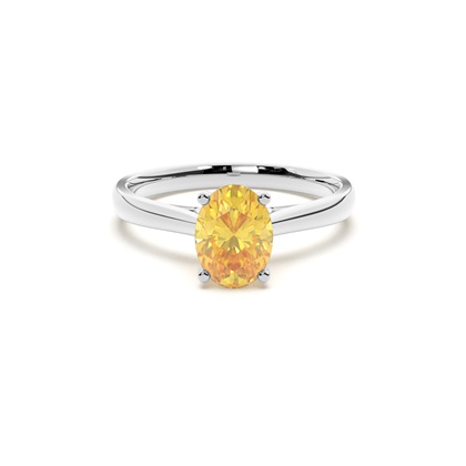 Prong Setting Yellow Diamond Side Stone Engagement Ring
