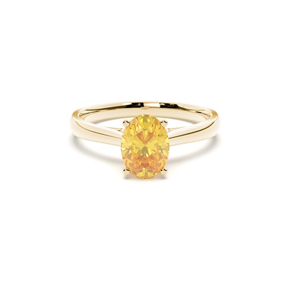 Prong Setting Yellow Diamond Side Stone Engagement Ring