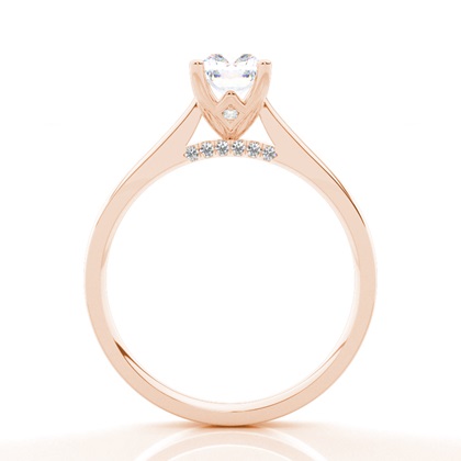 Verlobungsring mit 4 Krappenfassungen und rundem Moissanite-Seitenstein