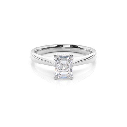 4 Prong Setting Round Moissanite Side Stone Engagement Ring