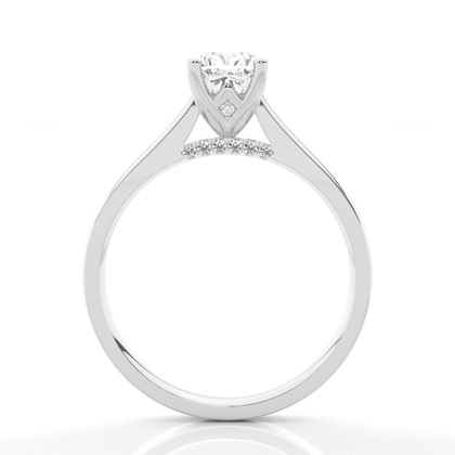4 Prong Setting Round Diamond Side Stone Engagement Ring