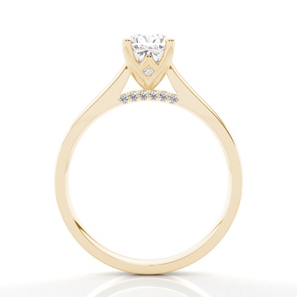 4 Prong Setting Round Diamond Side Stone Engagement Ring