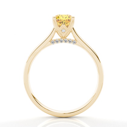 Prong Setting Yellow Diamond Side Stone Engagement Ring