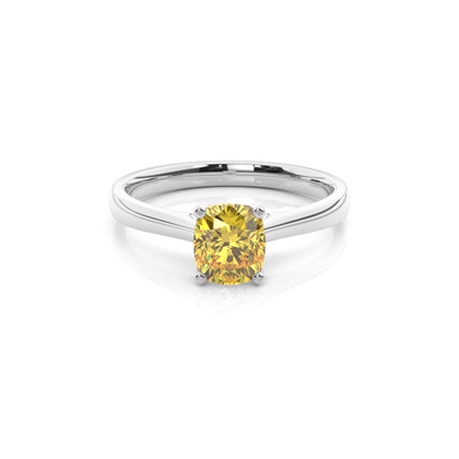 Prong Setting Yellow Diamond Side Stone Engagement Ring