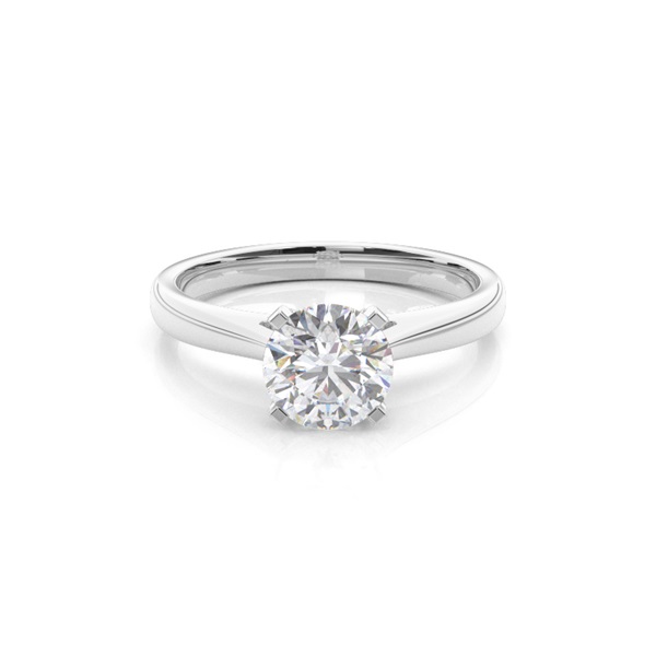 4 Prong Setting Round Moissanite Side Stone Engagement Ring