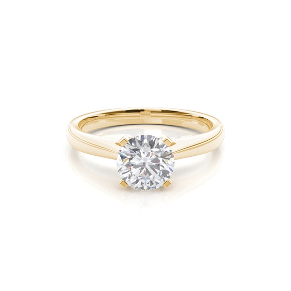 4 Prong Setting Round Moissanite Side Stone Engagement Ring