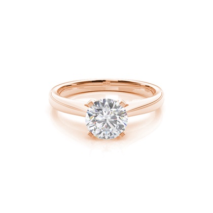 4 Prong Setting Round Moissanite Side Stone Engagement Ring