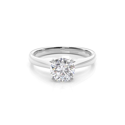 4 Prong Setting Round Moissanite Side Stone Engagement Ring