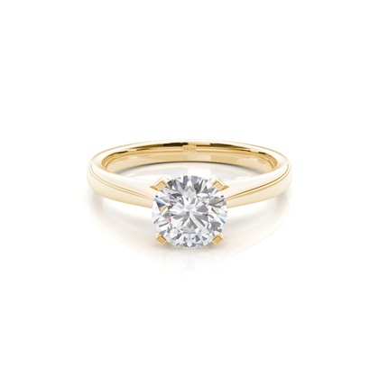 4 Prong Setting Round Moissanite Side Stone Engagement Ring