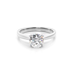 Anello Di Fidanzamento Con Pietra Laterale Con Diamante Rotondo A 4 Punte