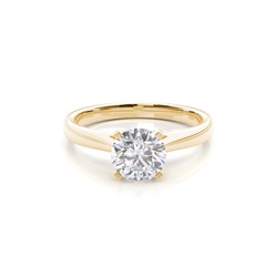 4 Prong Setting Round Moissanite Side Stone Engagement Ring