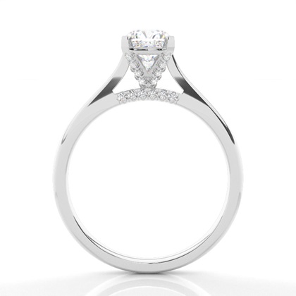 4 Prong Setting Round Diamond Side Stone Engagement Ring