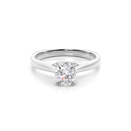 4 Prong Setting Round Diamond Side Stone Engagement Ring
