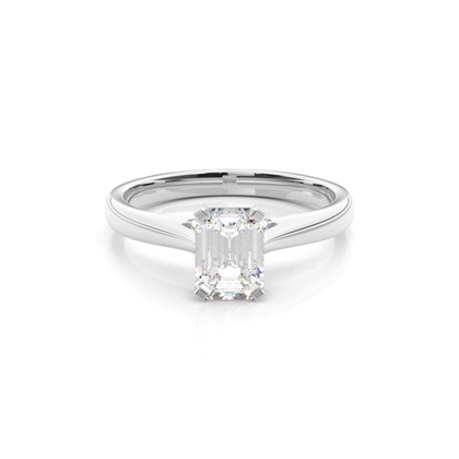 4 Prong Setting Round Diamond Side Stone Engagement Ring