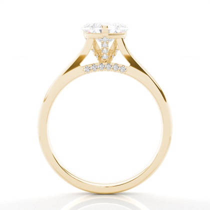 Verlobungsring Mit 4 Krappen In Runder Diamant-Seitensteinfassung