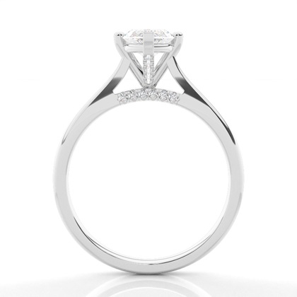 4 Prong Setting Round Diamond Side Stone Engagement Ring