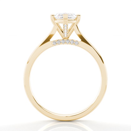 4 Prong Setting Round Diamond Side Stone Engagement Ring