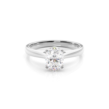4 Prong Setting Round Diamond Side Stone Engagement Ring