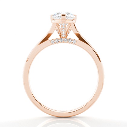 4 Prong Setting Round Diamond Side Stone Engagement Ring