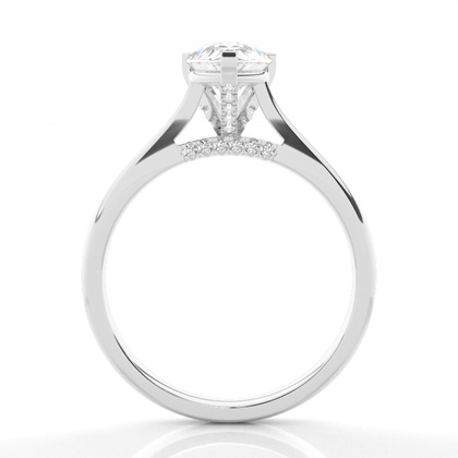 4 Prong Setting Round Diamond Side Stone Engagement Ring