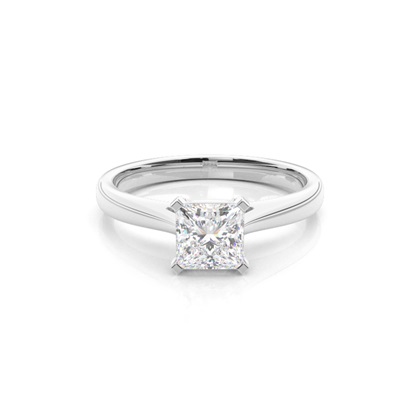 4 Prong Setting Round Diamond Side Stone Engagement Ring