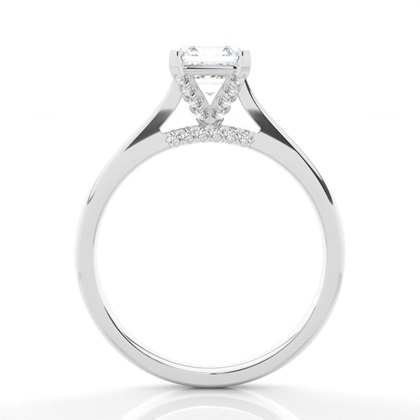 4 Prong Setting Round Diamond Side Stone Engagement Ring