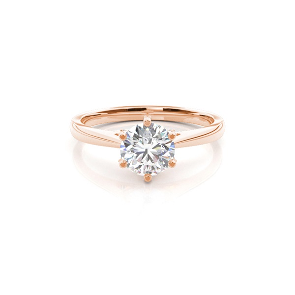 6 Prong Setting Round Diamond Side Stone Engagement Ring