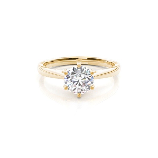 6 Prong Setting Round Diamond Side Stone Engagement Ring