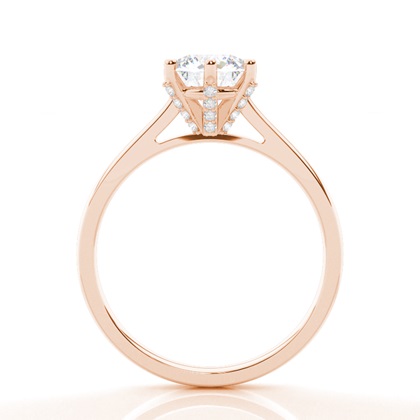 Verlobungsring Mit 6 Krappen In Runder Moissanit-Seitensteinfassung