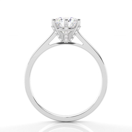 6 Prong Setting Round Diamond Side Stone Engagement Ring