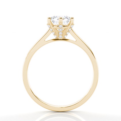 Verlobungsring Mit 6 Krappen In Runder Moissanit-Seitensteinfassung