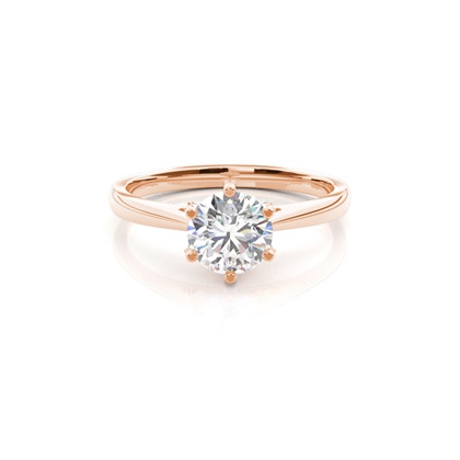 6 Prong Setting Round Diamond Side Stone Engagement Ring