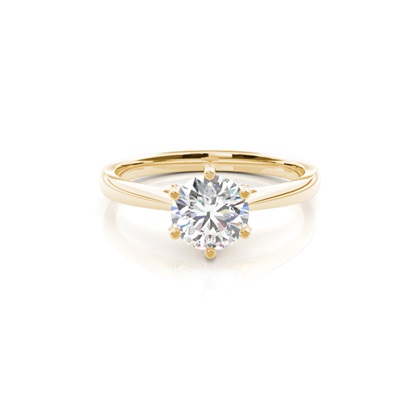 6 Prong Setting Round Diamond Side Stone Engagement Ring