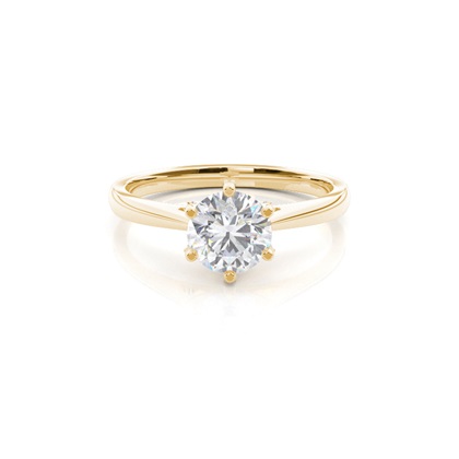 6 Prong Setting Round Moissanite Side Stone Engagement Ring