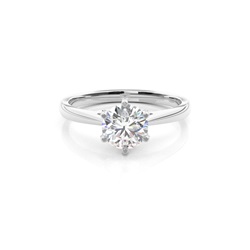 Verlobungsring Mit 6 Krappen In Runder Diamant-Seitensteinfassung