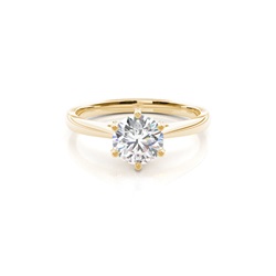 6 Prong Setting Round Diamond Side Stone Engagement Ring