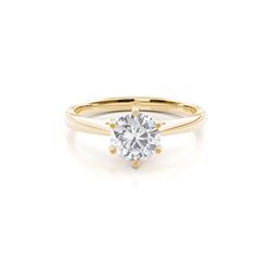 6 Prong Setting Round Moissanite Side Stone Engagement Ring