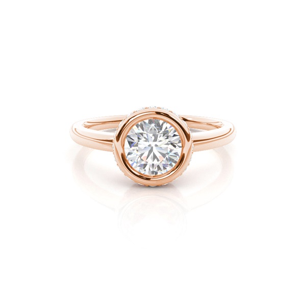 Full Bezel Setting Round Diamond Side Stone Engagement Ring