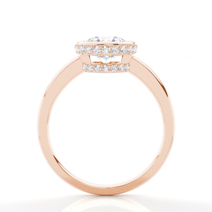 Full Bezel Setting Round Diamond Side Stone Engagement Ring