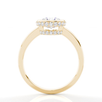 Full Bezel Setting Round Diamond Side Stone Engagement Ring