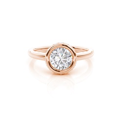 Full Bezel Setting Round Moissanite Side Stone Engagement Ring