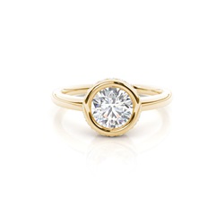 Full Bezel Setting Round Diamond Side Stone Engagement Ring